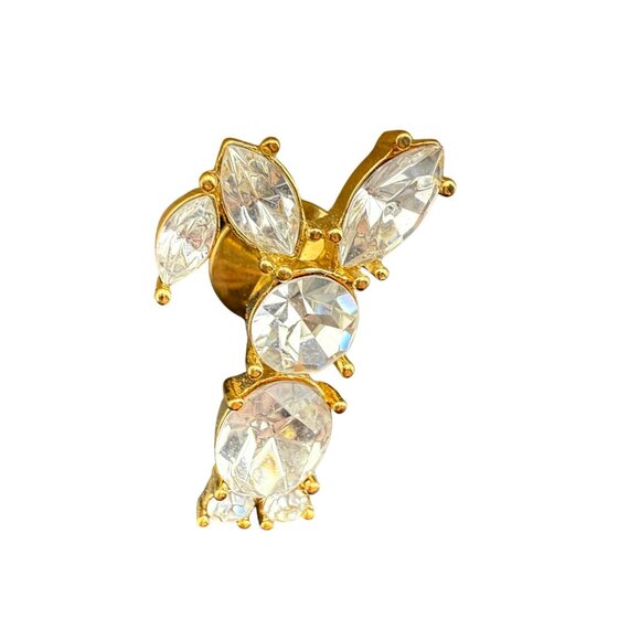 Gold-Tone Bunny Rabbit Pin Crystal Rhinestone Accents Animal Lapel Brooch Vintag - Picture 2 of 5
